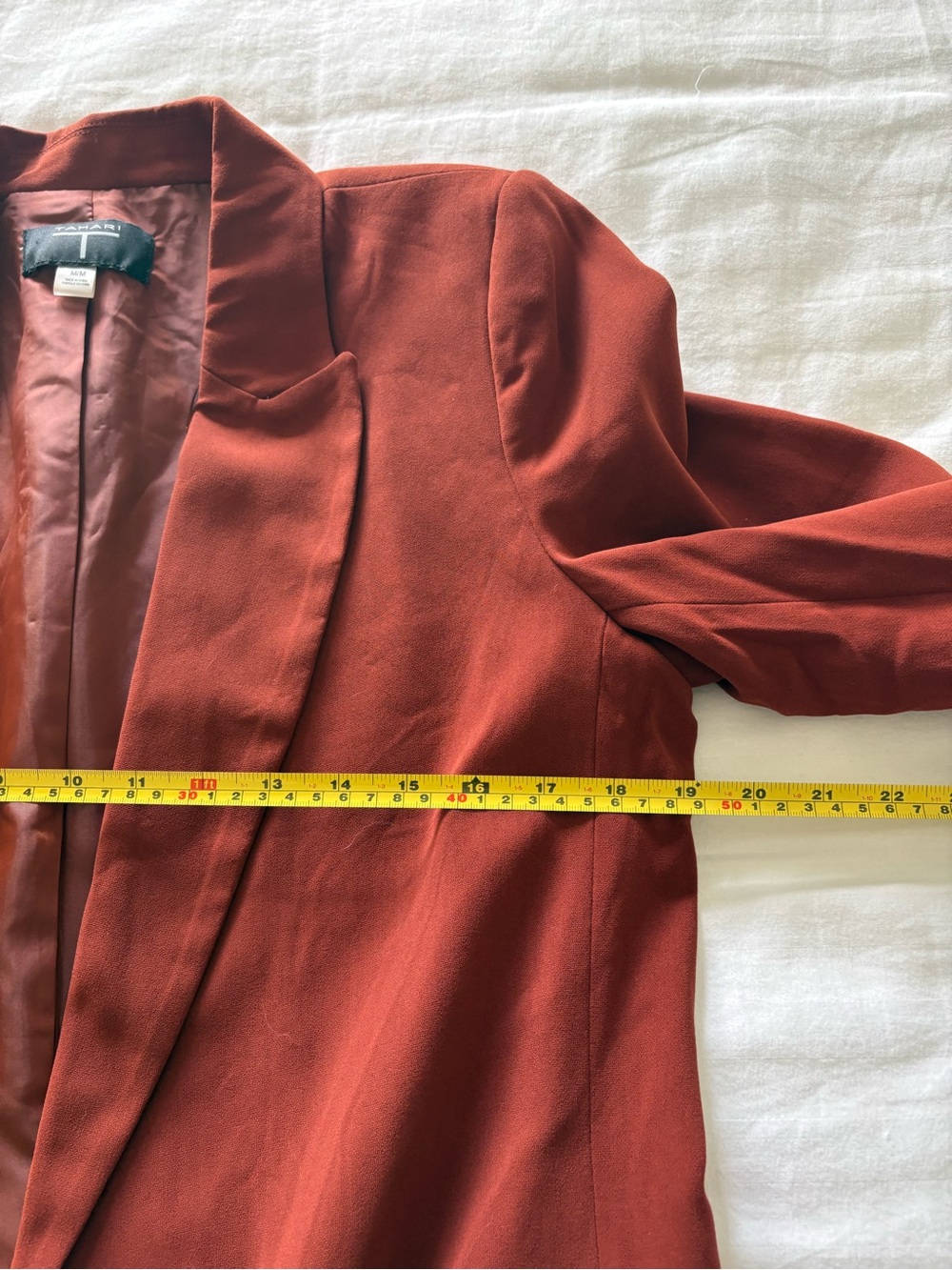 Tahari Rust Open-Front Blazer with Roll-Tab Sleeves Size Medium Office Chic - Picture 5 of 6